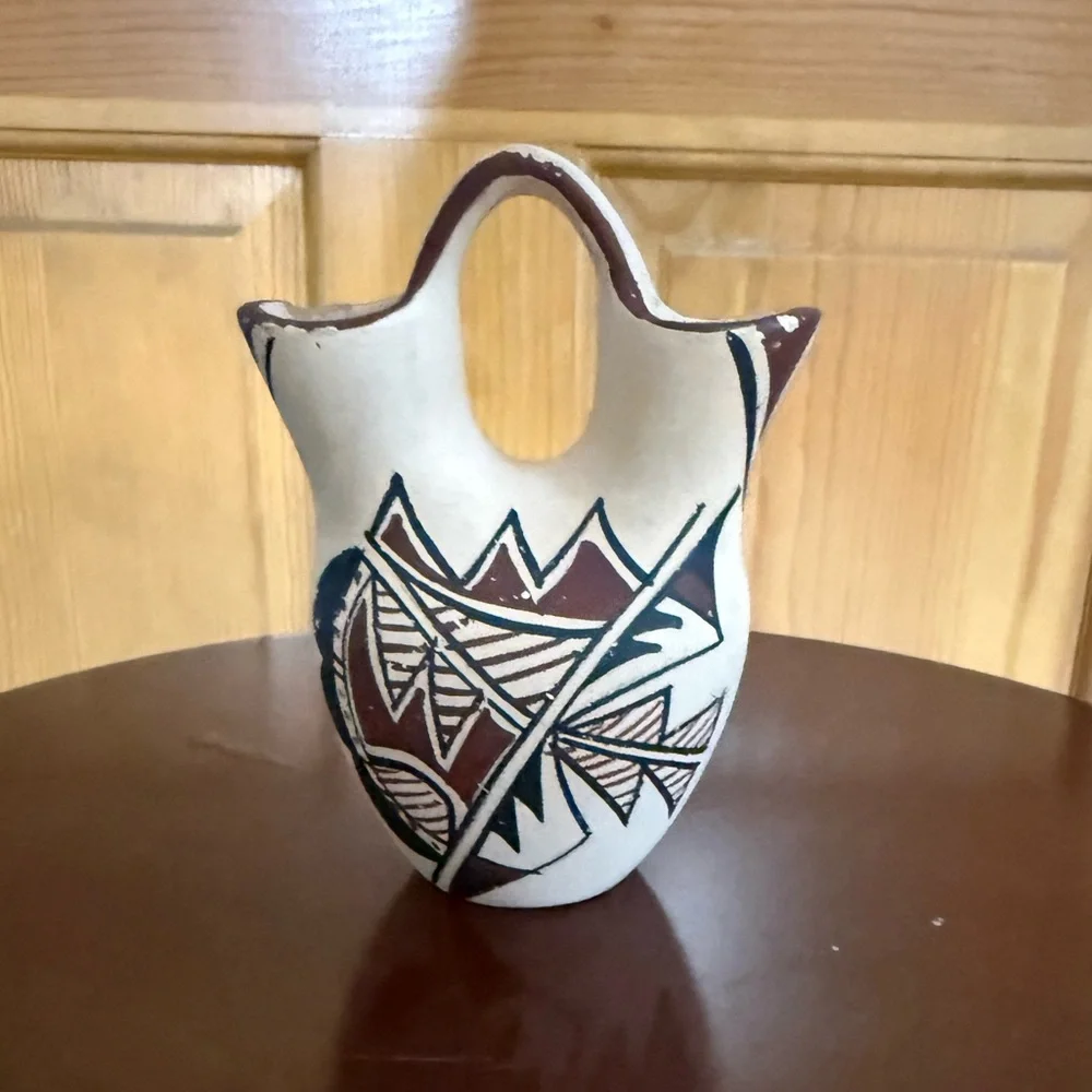 Southwest Style Pottery Wedding Vase Small Hand‎ Painted Double Spout